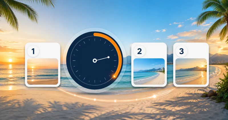Three ranked beach windows remain available around a clock as the coast moves from sunrise into afternoon.