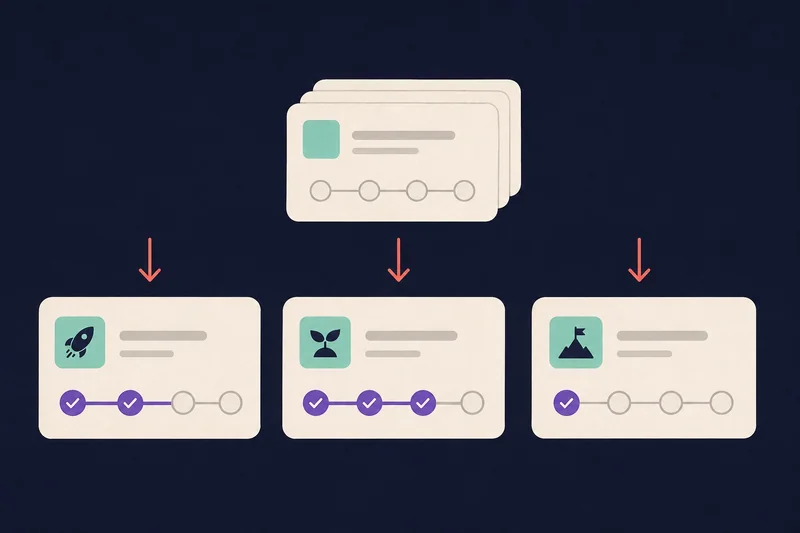 One reusable Campaign supplies three separate app instances, each with its own context and completed steps.