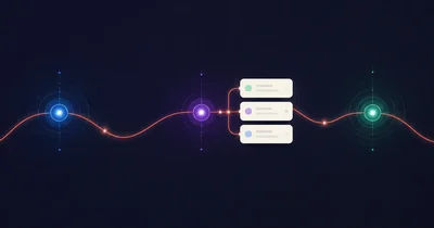 Editorial illustration of Campaign cards connected to the middle step of a coral Process path.