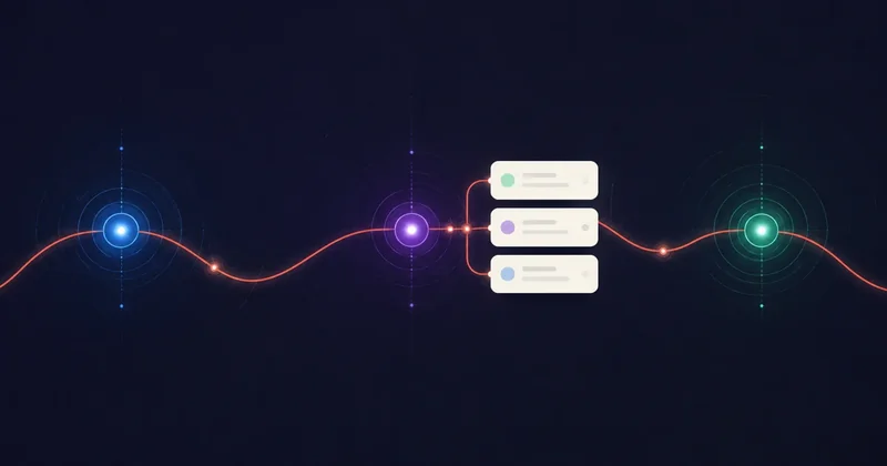 Editorial illustration of Campaign cards connected to the middle step of a coral Process path.