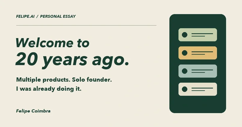 Welcome to 20 years ago. Multiple products. Solo founder. I was already doing it. Felipe Coimbra.
